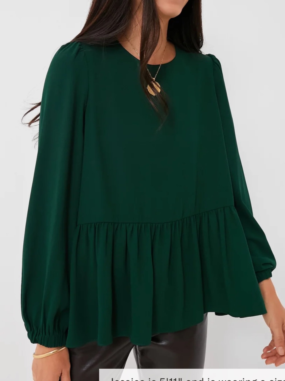 NWOT POMANDER PLACE Green Carlota Peplum Blouse